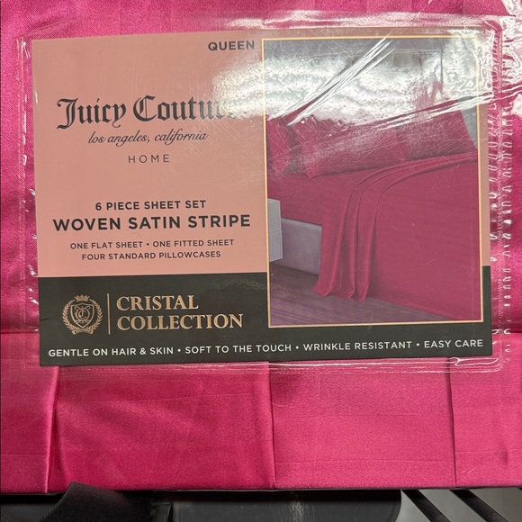 Juicy Couture Fuchsia Satin Sheet Set - Picture 2 of 3